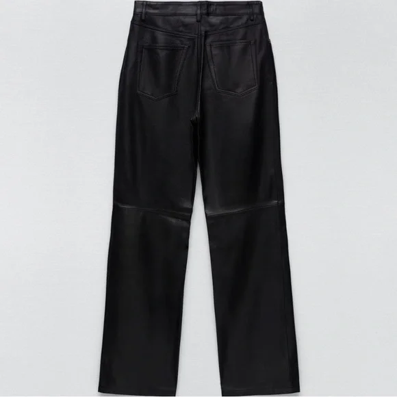 💫HP‼️💫 NWT ZARA 100% Sheep Leather Pants in Black - Limited Edition, Size 8 - Picture 4 of 8